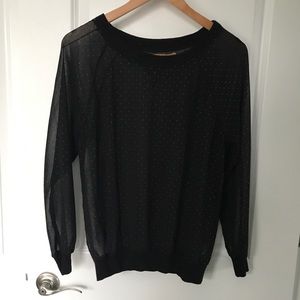 Ellen Tracy Sheer Black Blouse/Sweater